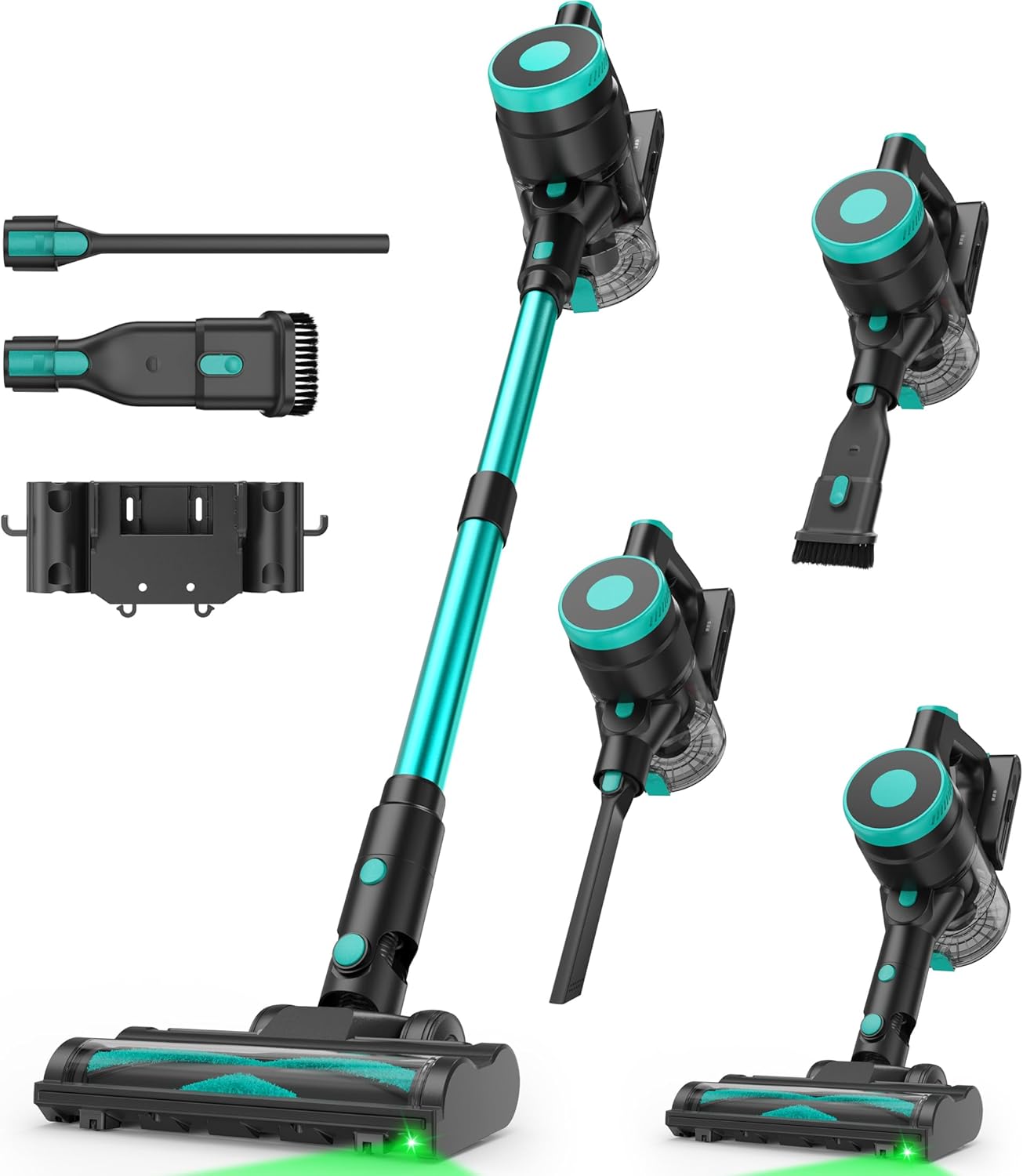 Zefiro Cordless Vacuum Cleaner for Home,45Mins Runtime Stick Vacuum Cleaners, Anti-Tangle and 1.5L Dust Cup, Lightweight Vacuum for Hardwood Floor Carpet Pet Hair (Green)