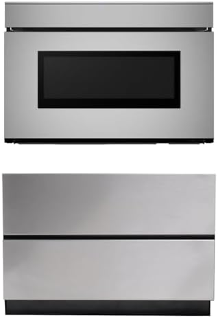 SHARP Smart Microwave Drawer Oven with Easy Wave Open, 24-inch, 1.2 Cubic Feet, 950 Watt, Concealed Glass Touch Control Panel, Compatible with Alexa Certified, Stainless Steel with Pedestal