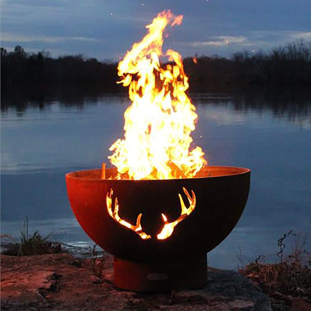 Fire Pit Art Antlers Wood Fire Pit (Antlers)