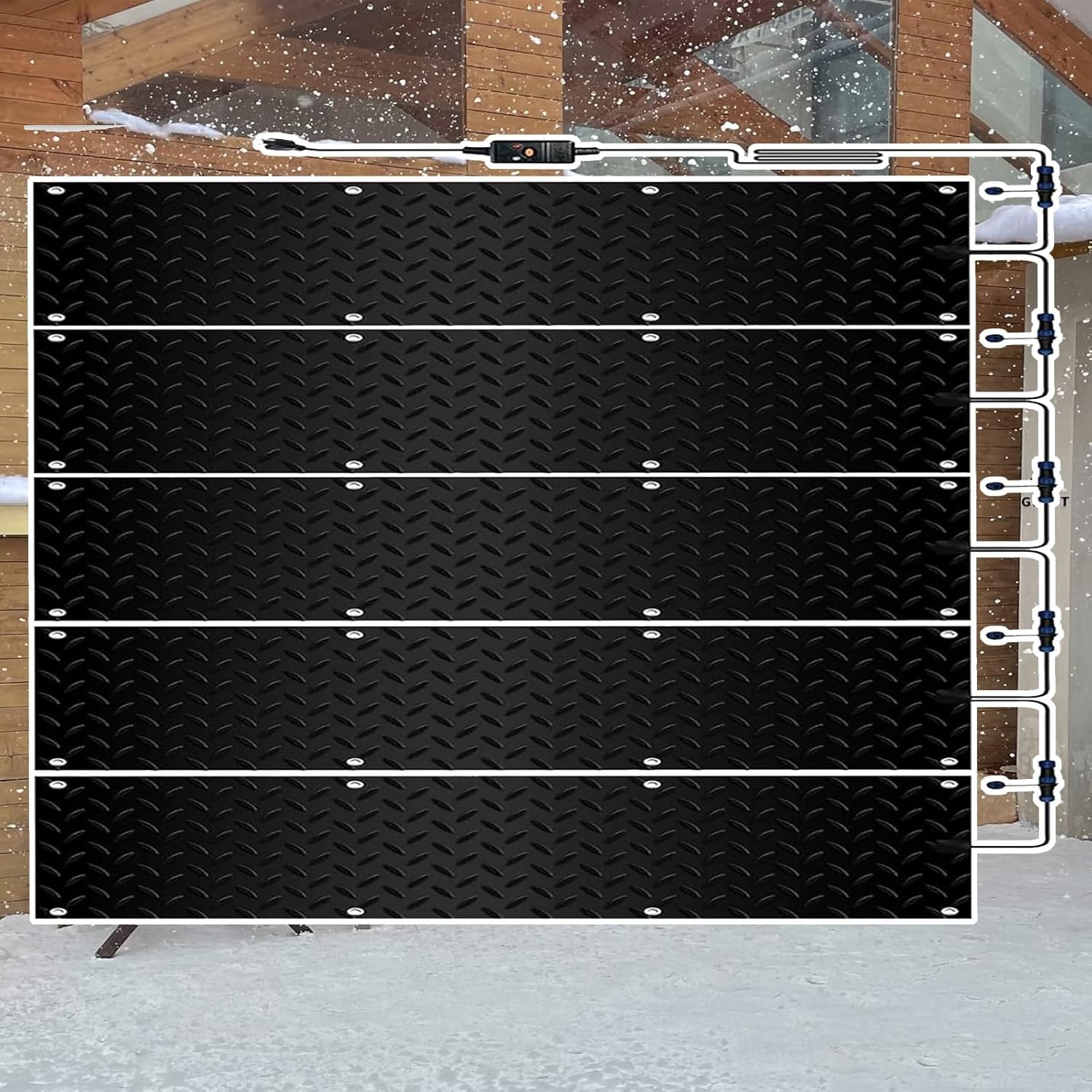 Heated Snow Melting Mats for Entrances，Anti-Slip Snow Melting Mats Heated Snow and Ice Melting Mats for Winter Snow Removal，for Winter Outdoor Stairs, Steps, Doorways, Walkways, Driveway(5 Pcs,30x150c