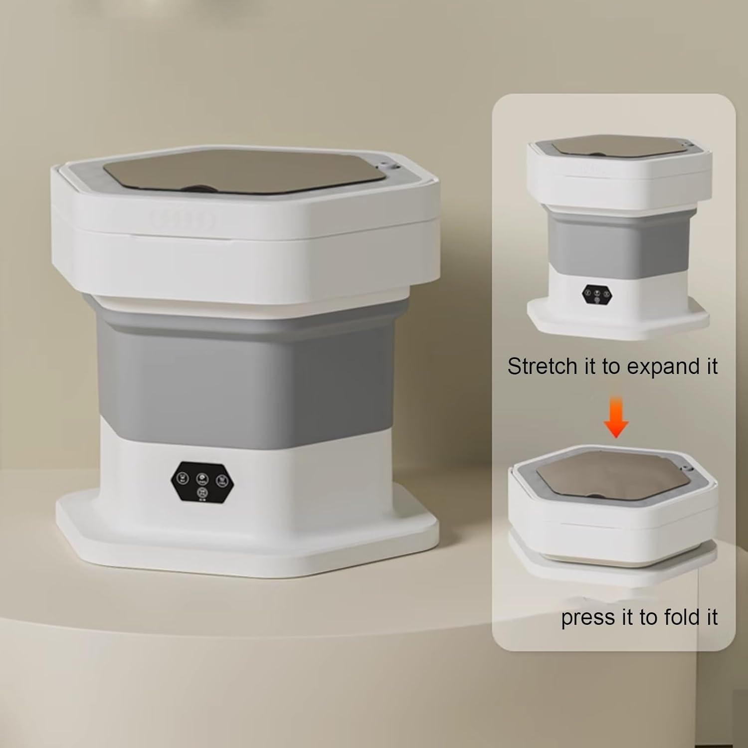 Portable Washing Machine, Mini Foldable Washing Machine, 2 in 1 Small Collapsible Washer, for Baby Clothes, Underwear, Camping, RV, Travel(Purple)