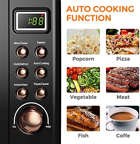 MAT EXPERT 0.7 Cu.ft Compact Microwave Oven, Digital Timing & Child Lock, Small Microwave w/Glass Turntable & 6 Preset Buttons, Delayed Start Function, 700W Mini Microwave w/5 Micro Power (Golden)