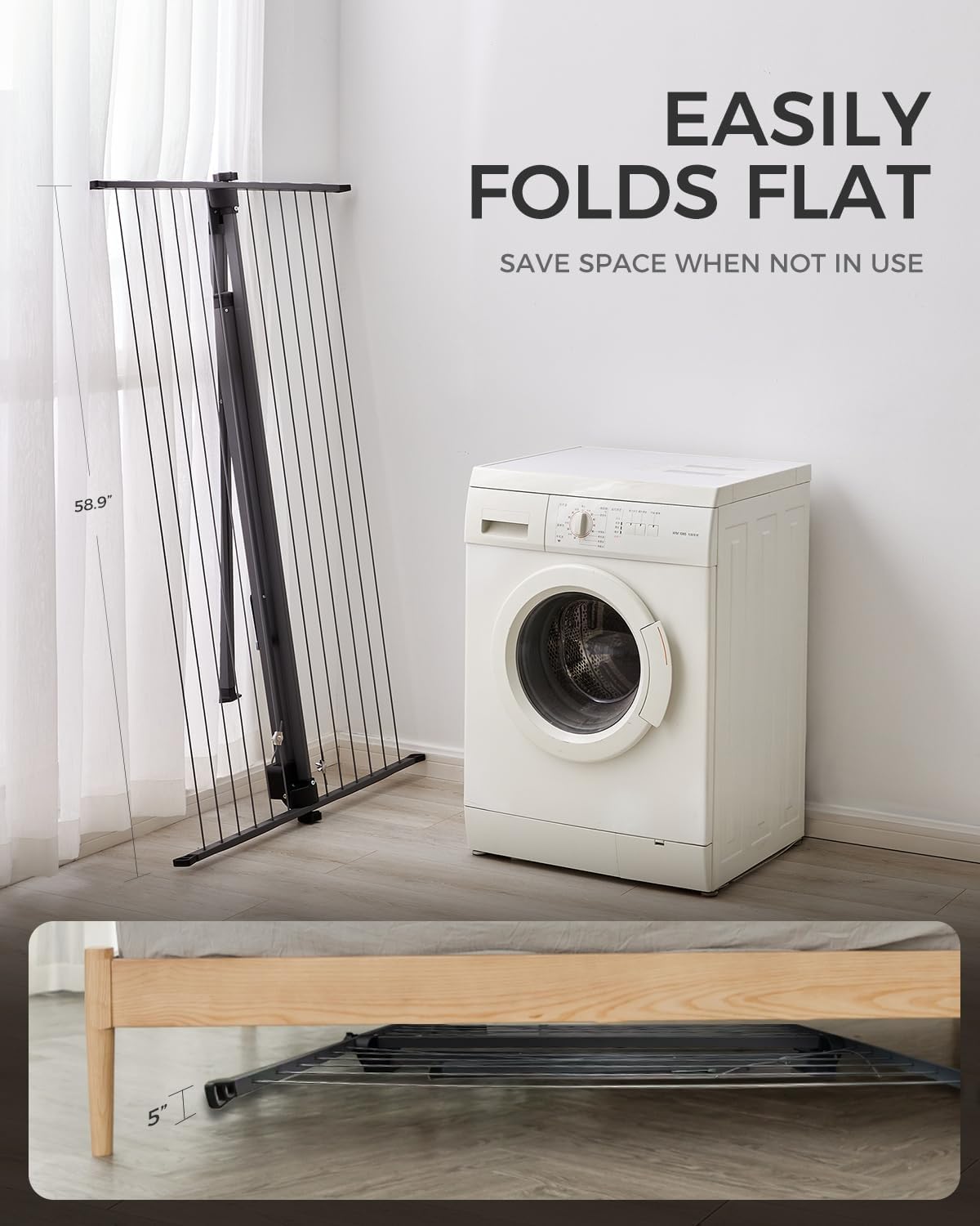 JS HANGER A Shape Clothes Drying Rack Folding Outdoor Clothesline, Heavy Duty Stainless Steel Laundry Drying Rack, Foldable Portable Clothing Dryer 46 Feet