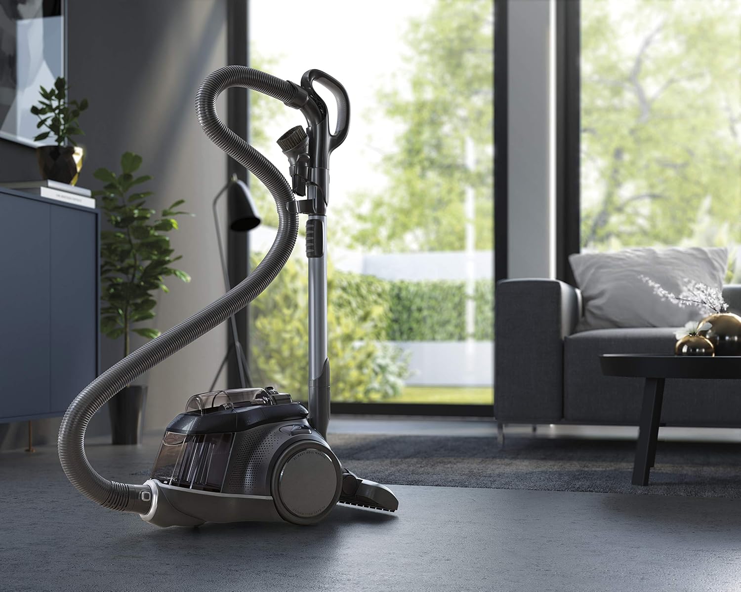 AEG LX9-3-STM Bagless Vacuum Cleaner (3D Filter System, 650 Watt, Additional Nozzles, XL Wheels, Easy To Drain Use, Only 72 dB(A), 12 m Radius of action, 1.6 L Dust Container, Oil Wheel)
