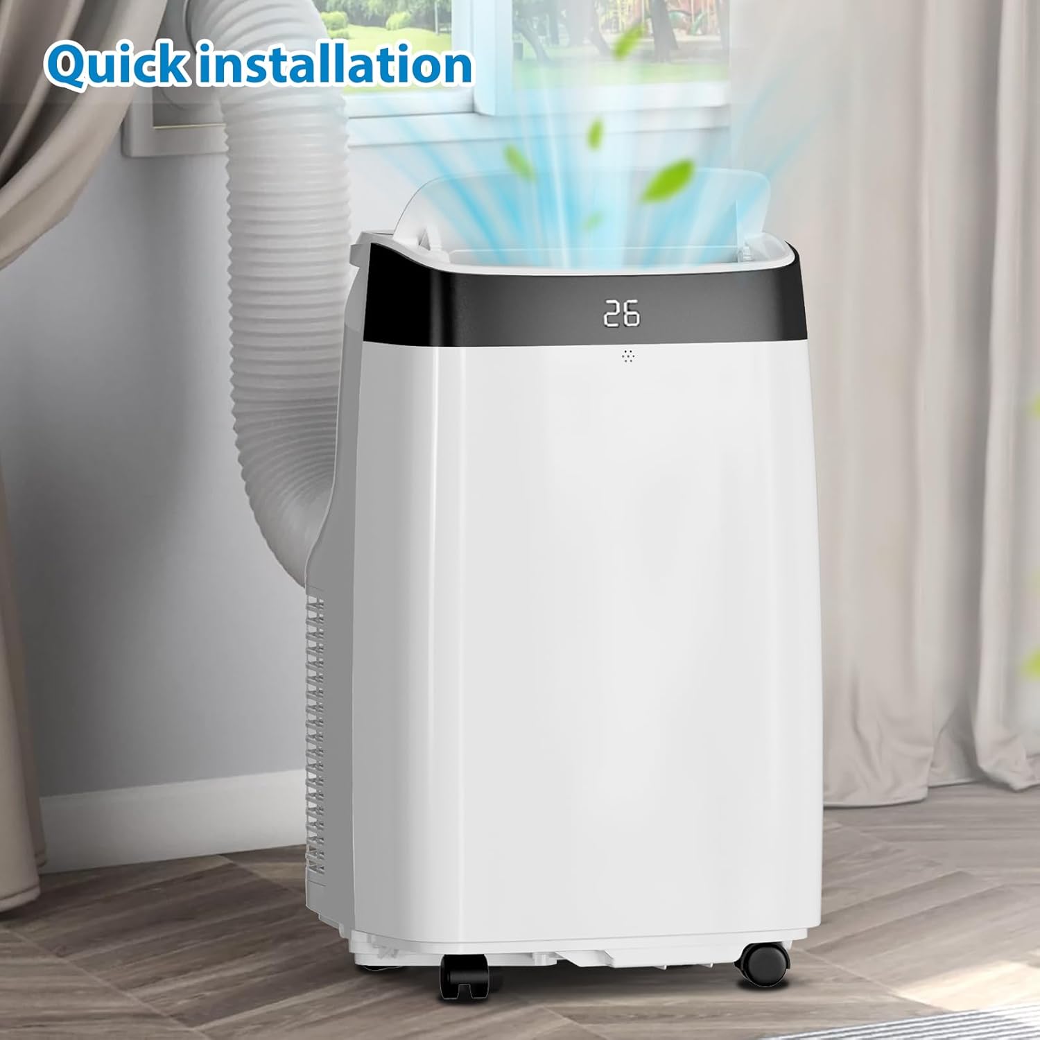 10,000 BTU Portable Air Conditioner, 3-In-1 Free-Standing Cooling AC Unit with Dehumidifier/Fan, Remote Control, Quiet Sleep Mode, 24H Timer, for Room