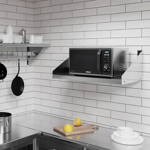 Stainless Steel Microwave & Appliance Wall Shelf | Custom Sizes | Metal Utility Shelving | Heavy Duty | Commercial Grade | Wall Mount | NSF |