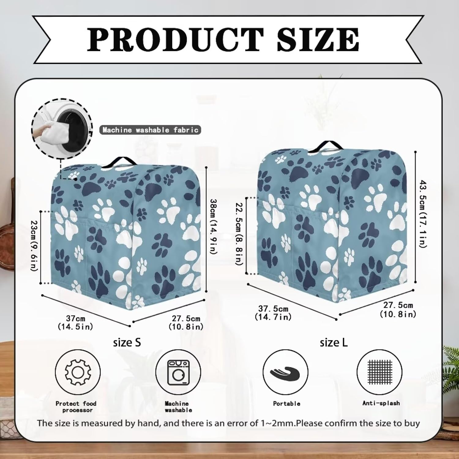 Stand Mixer Cover, Portable Stand Mixer Dust Cover for Most Standard Blender Dustproof Kitchen Appliances Dust Cover with Top Hook Portable to Use Blue Dog Paw Prints