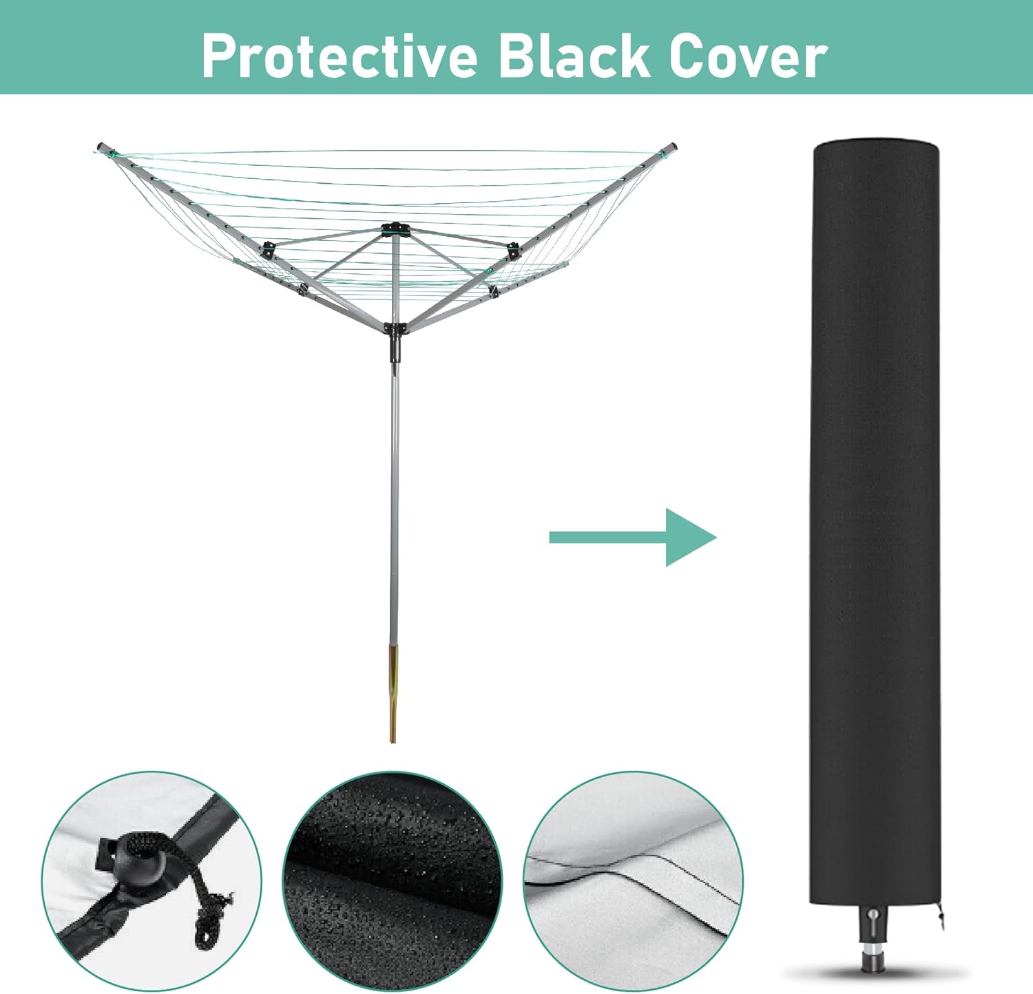 Umbrella Drying Rack Outdoor Umbrella Clothesline Rotary Retractable Clothes Line Adjustable Height 4 Arms Heavy Duty Clothesline Drying Rack 12 Lines with 165 Feet Clothes Line for Backyard