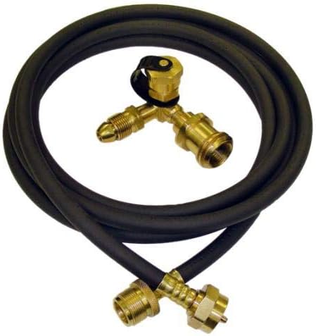 Part Synergy Replacement for Propane Adapter Fitting Flow Longer Plus Black Hose Thermoplastic And Brass