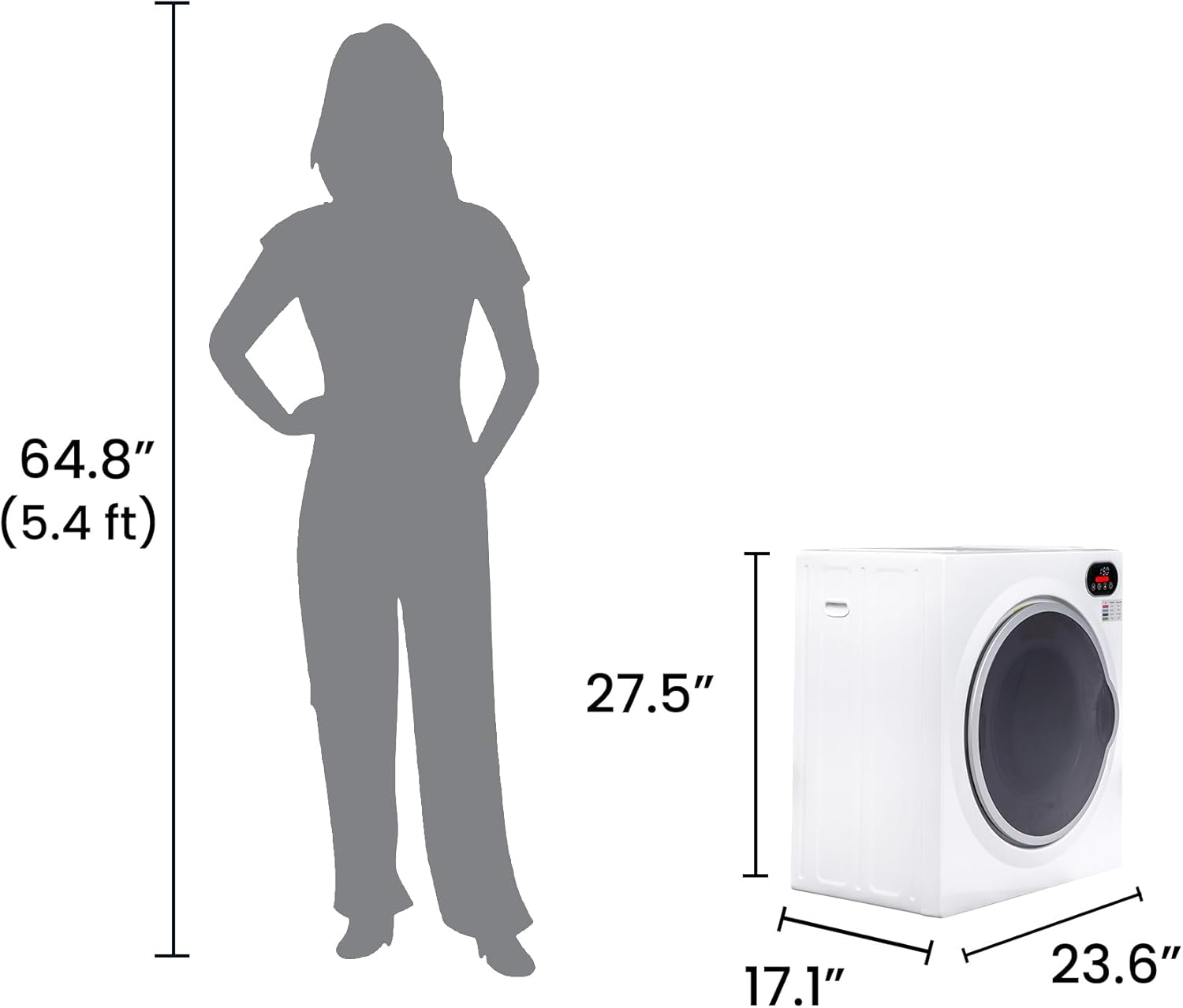 Equator Ultra Compact Short Vented SENSOR Dryer 2.6cf/10lb LED Ops 110V/1400W in White