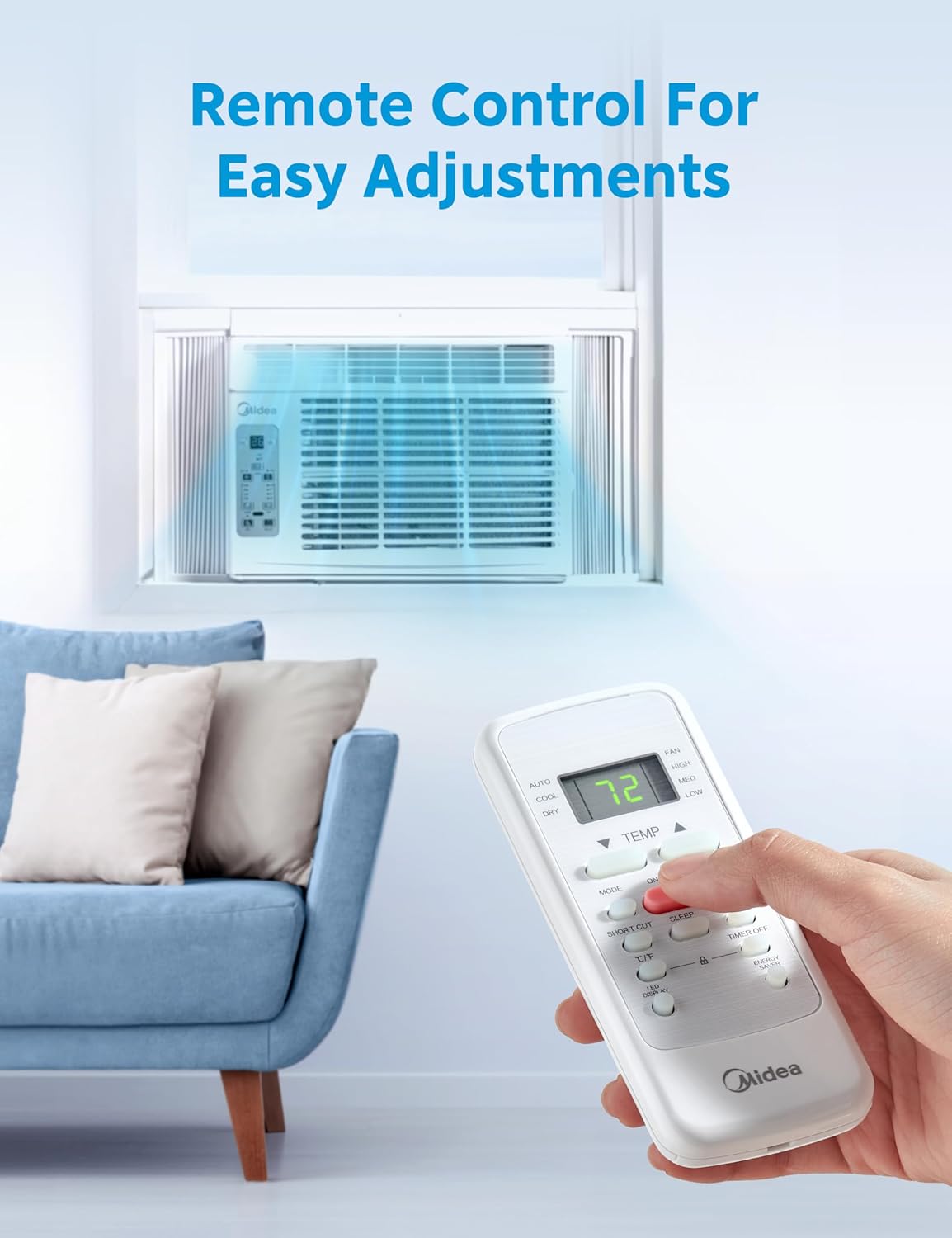 Midea 6,000 BTU Window Air Conditioner, 3-in-1 Cool/Fan/Dehumidifier Window AC Unit, Easycool Air Conditioner with Remote Control, Cools up to 250 Sq. Ft., Fits bedroom, study, office (2024 Upgrade) (Renewed)
