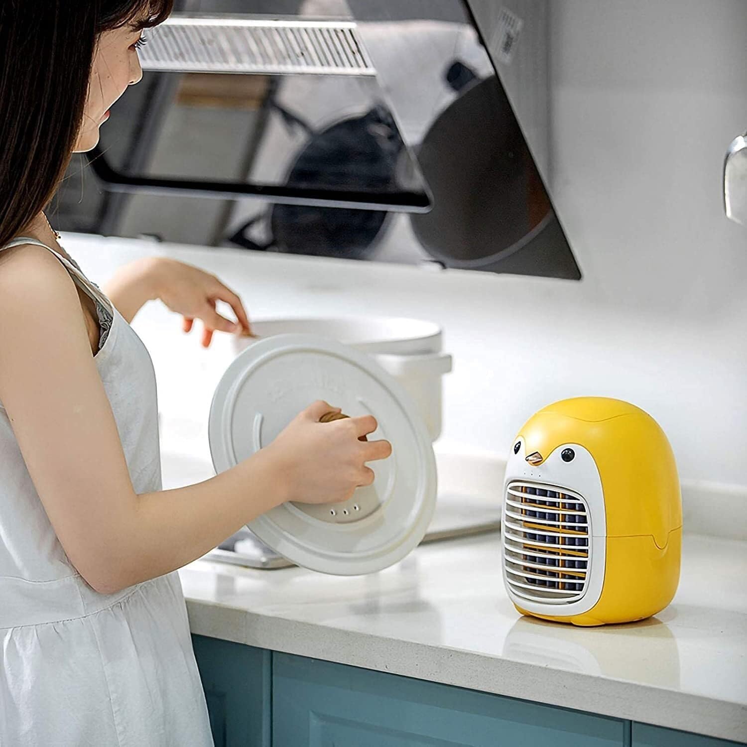 Portable Air Conditioner, Personal Air Cooler, 2000mAh USB Rechargeable Mini Cooling Fan, Humidifier with 3 Wind Speeds