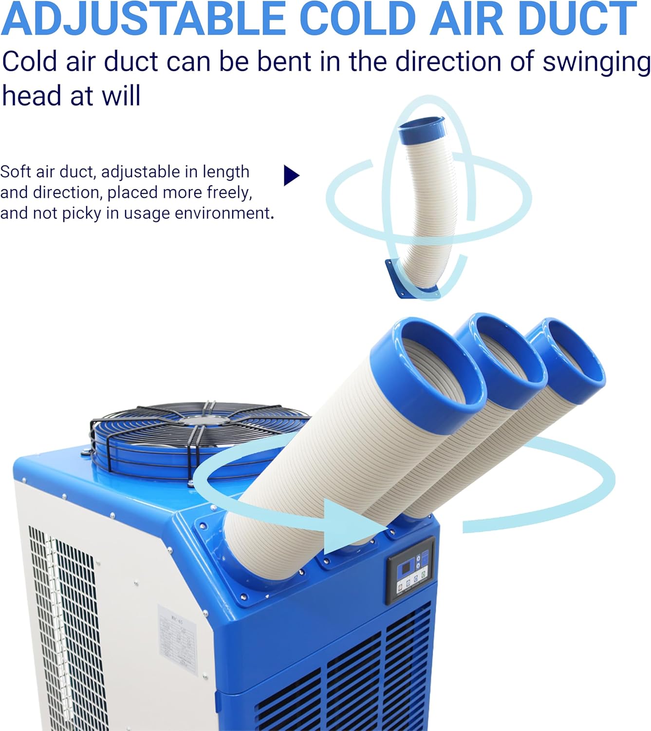 Industrial Air Conditioner 22178BTU/H Industrial Spot Cooler Air Conditioner with 3.7Gal Water Tank Portable Mobile Spot Cooler Three-Duct 2.4KW 220V