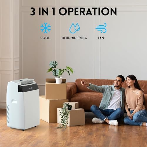 12,000 BTU Portable Air Conditioner for 550 Sq Ft - 3-In-1 AC Unit with Cooling, Dehumidifier & Fan Modes, Remote Control, 24H Timer, Installation Kit for Home, Office & Dorm