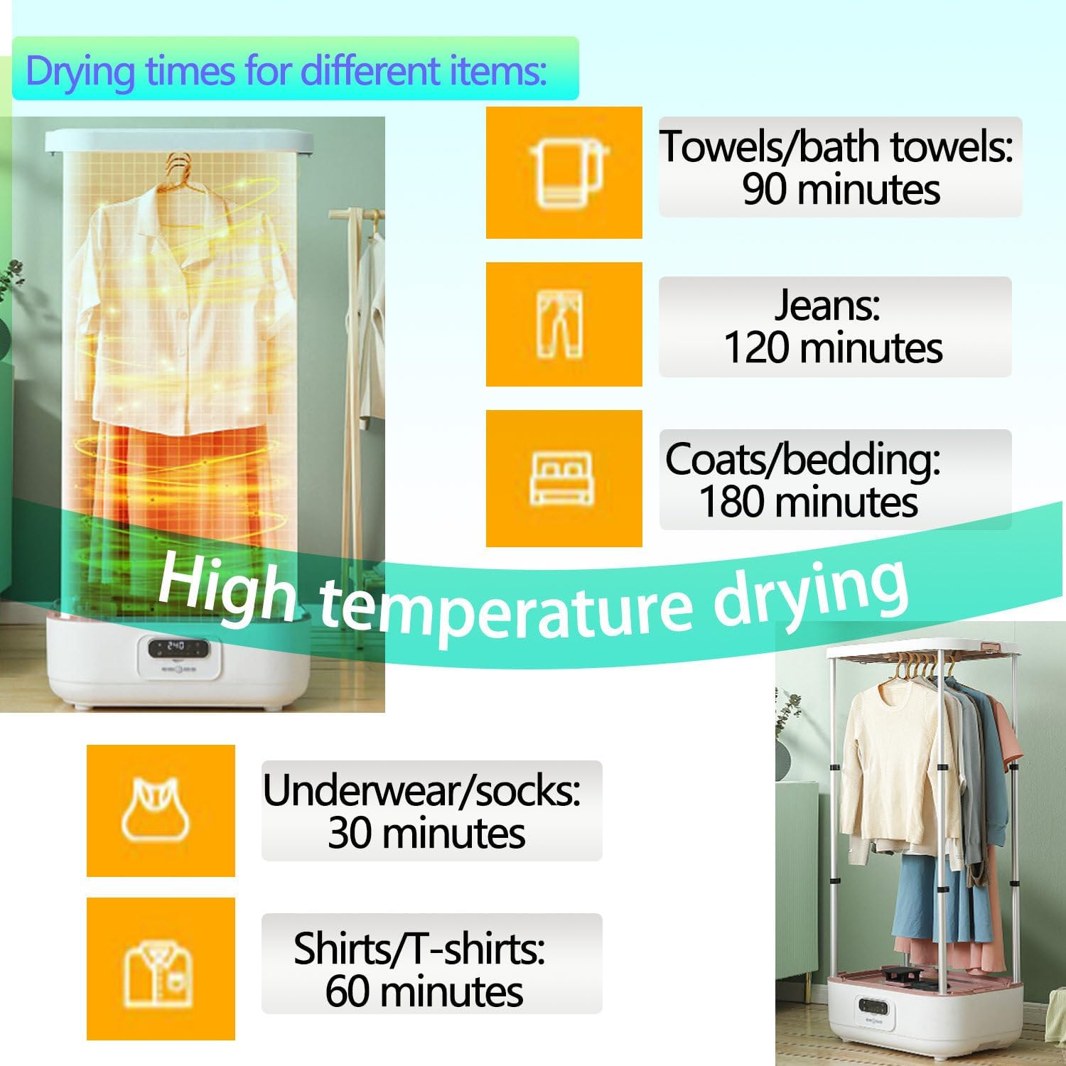Steam Closet，The Built-in Sensor，Portable Steam Drying Smart Machine，Store 10kg Clothes，900w Turbo Steam for Emergency Quick Drying