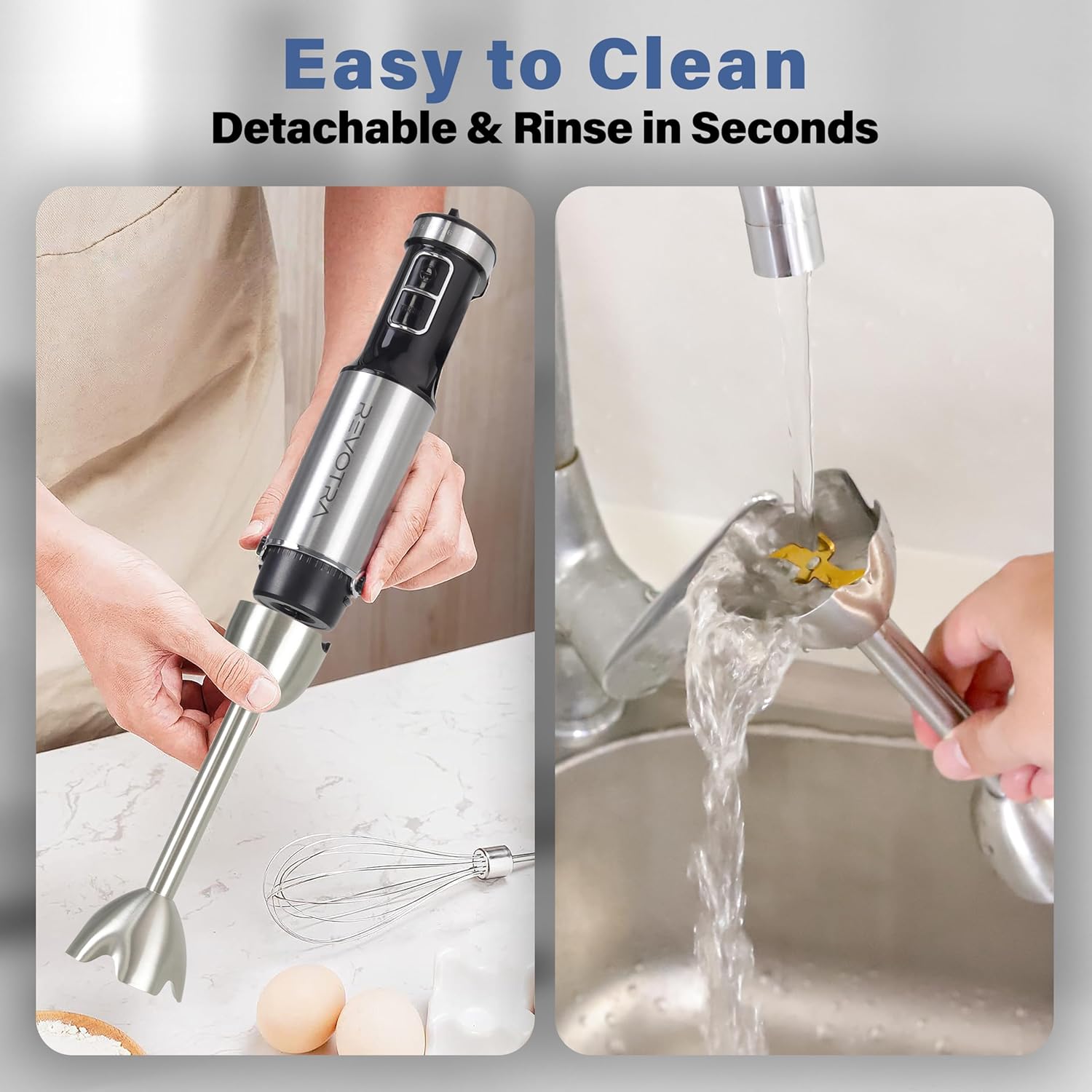 Immersion Blender Handheld, 5 in 1 Hand Blender, 12 Speed Stainless Seel Immersion Blender, Whisk, Chopper, Beaker, Beaters, Christmas Gift, New Year Gift