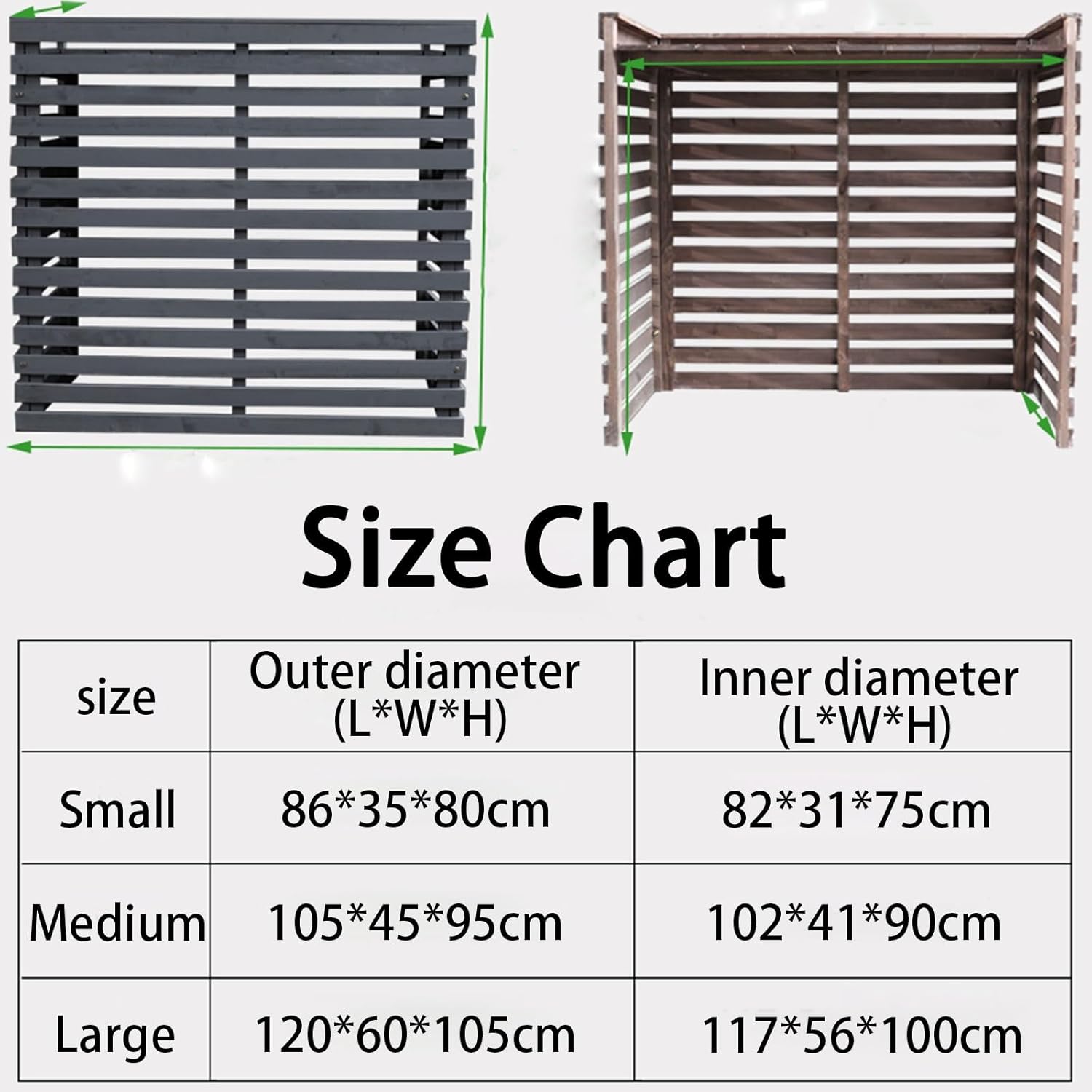 Air Conditioner Fence for Outside Units Solid Wood Air Conditioner Cover Plant Storage Outdoor Privacy Screen Hide Air Conditioner (Color : Black, Size : Large)