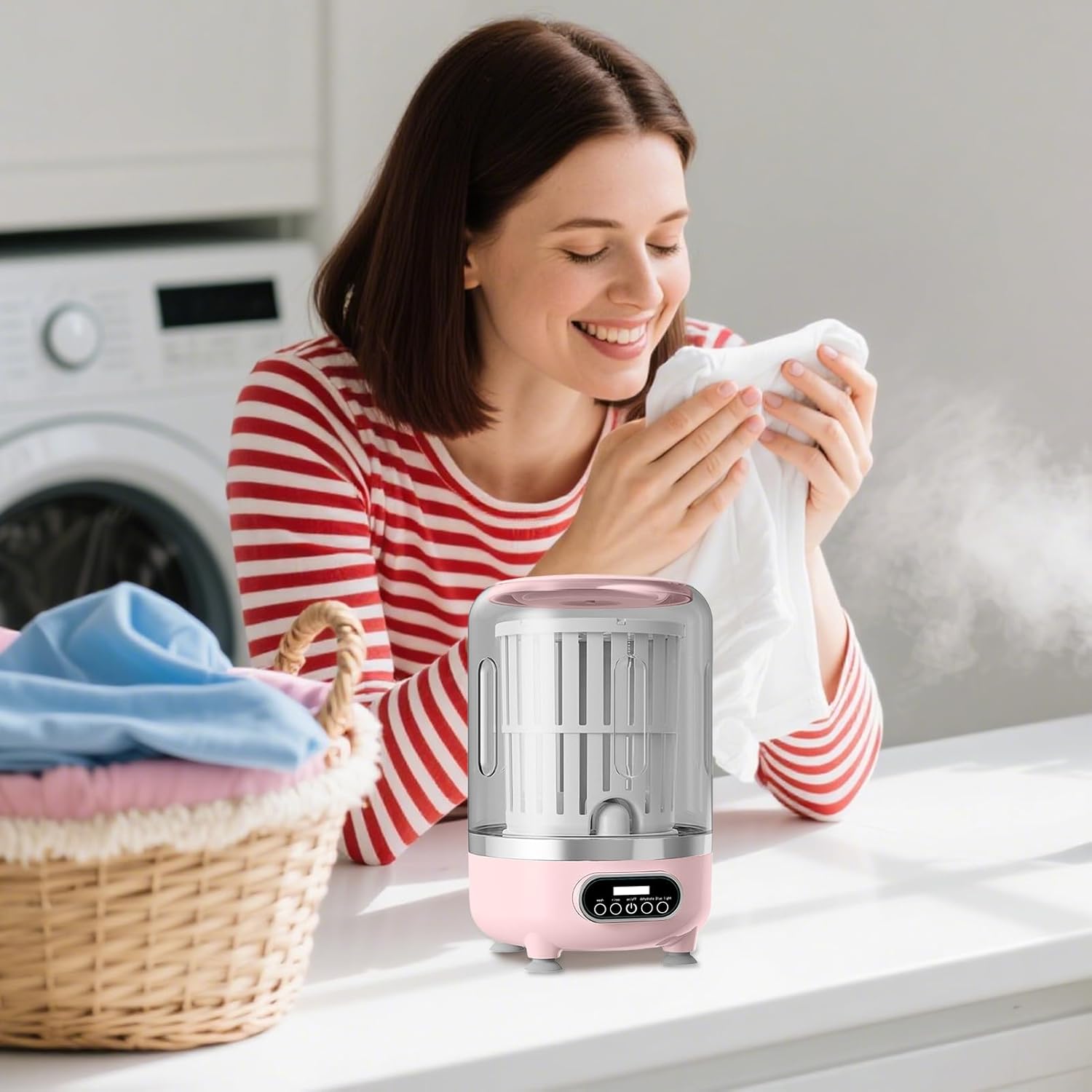 3-in- 1 Portable Underwear Washing Machine - 3L Cordless Mini Washer with Spin Basket | Rechargeable 3000mAh, 3 Modes | Deep Cleaning for Apartment, Dorm, RV, Hotel (Rose) | Anti-Vibration Base