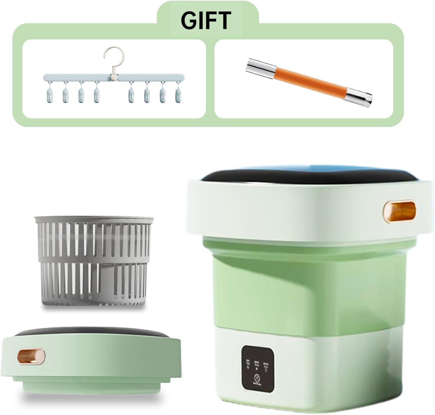 Portable Washing Machine,17L Mini Washer,Upgraded Large Capacity Foldable Washer.Deep Cleaning Baby Clothes,Pet clothing,Small Clothes,Underwear,socks.Suitable for Apartments,Dormitories,Hotels(White)