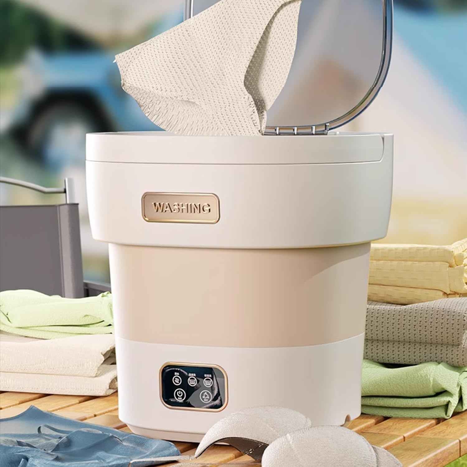 Portable Washing Machine, Mini Foldable Washer 18L Upgraded Large Capacity, Small Collapsible Washing Machine, Suitable for Underwear,Baby Clothes,Socks or Other Small Items(Pink)