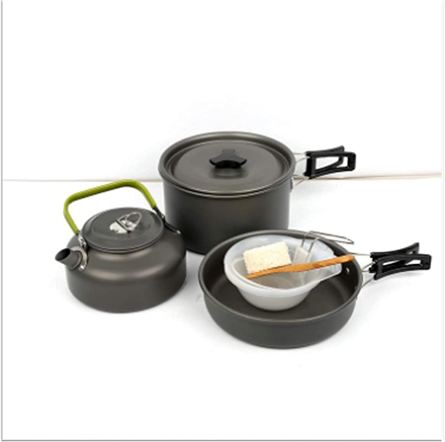Safe Cookware Set Small Teapot Set Camping Set of Cooking Utensils Portable Outdoor Utensils Hard Softened Aluminum Camping Cookware Foldable Household Kitchen Pot Set