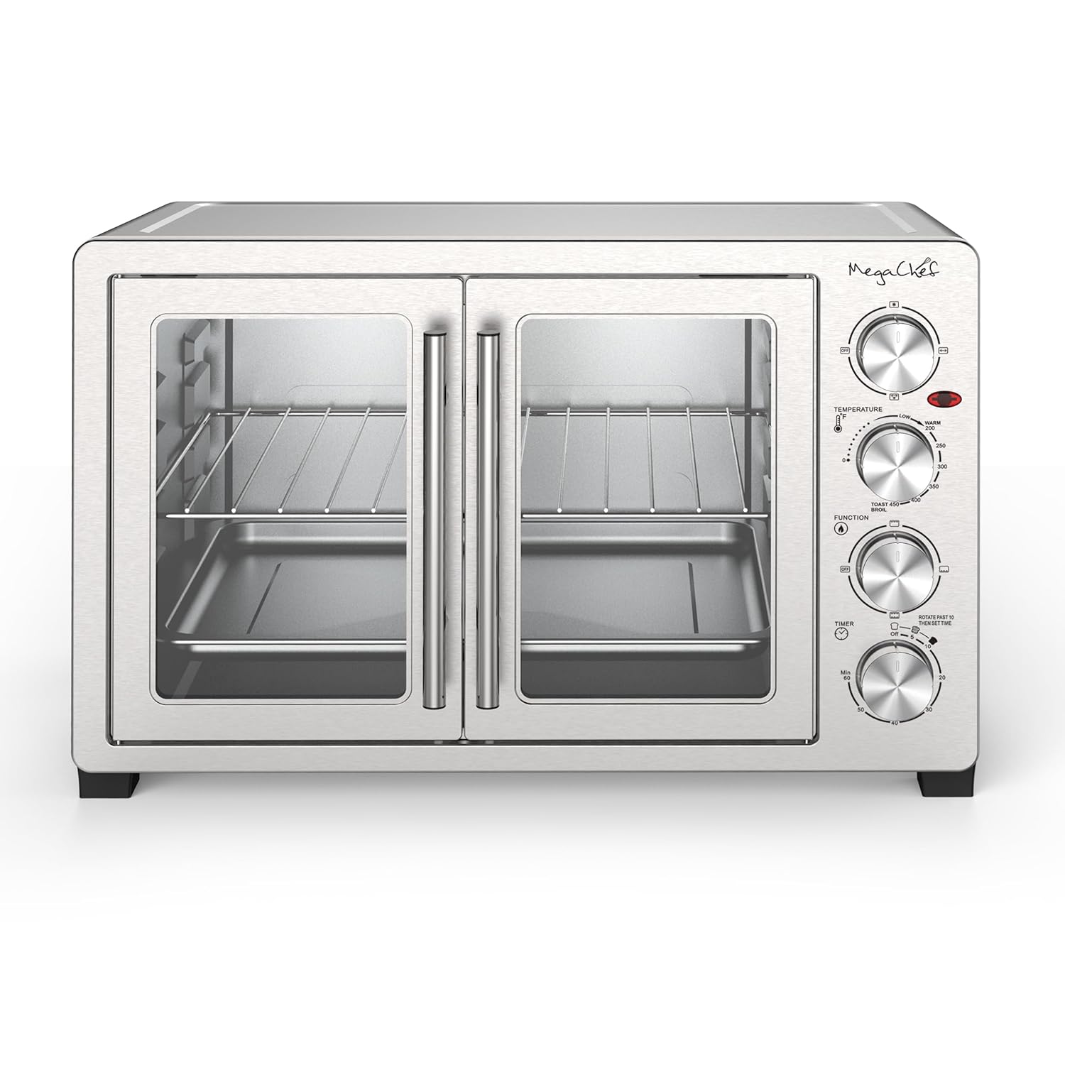 MegaChef 47 Quart Electric French Door Rotisserie Convection Counter Top Oven with Convection and Oven Lamp