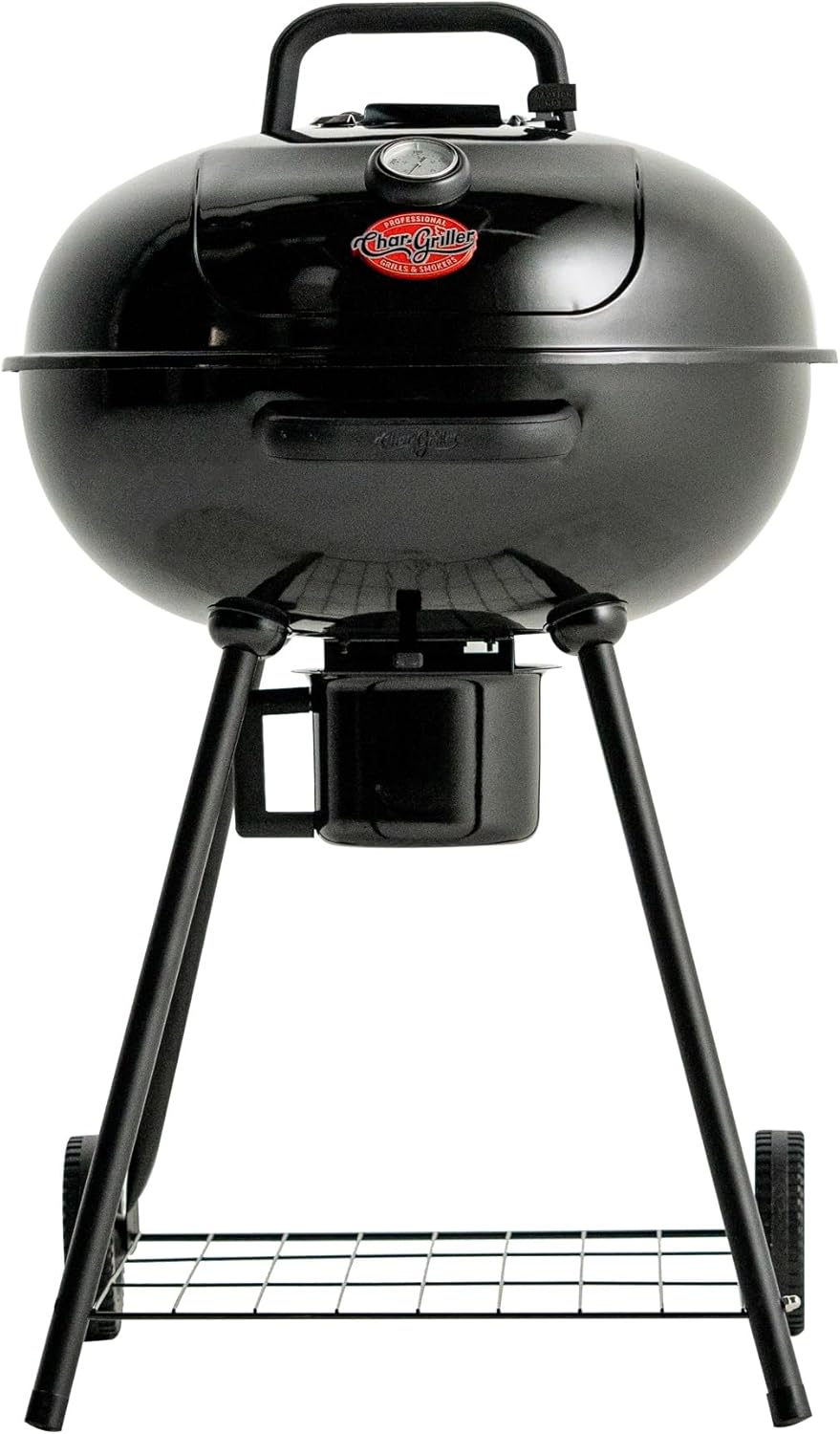 Char-Griller CG30040725 22-inch Kettle Charcoal Grill and Smoker - Steel, Black - 363 sq. in. Cooking Area
