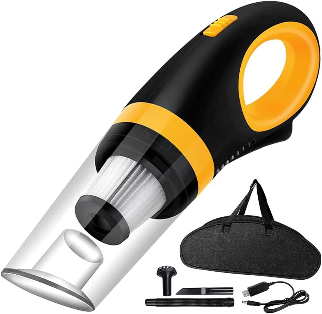 Hand held Vacuum Vacuum Cleaner Cordless USB Vacuum Cleaner Car Vacuum Cleaner Handheld Vacuums Dry and Wet (Color : Yellow)