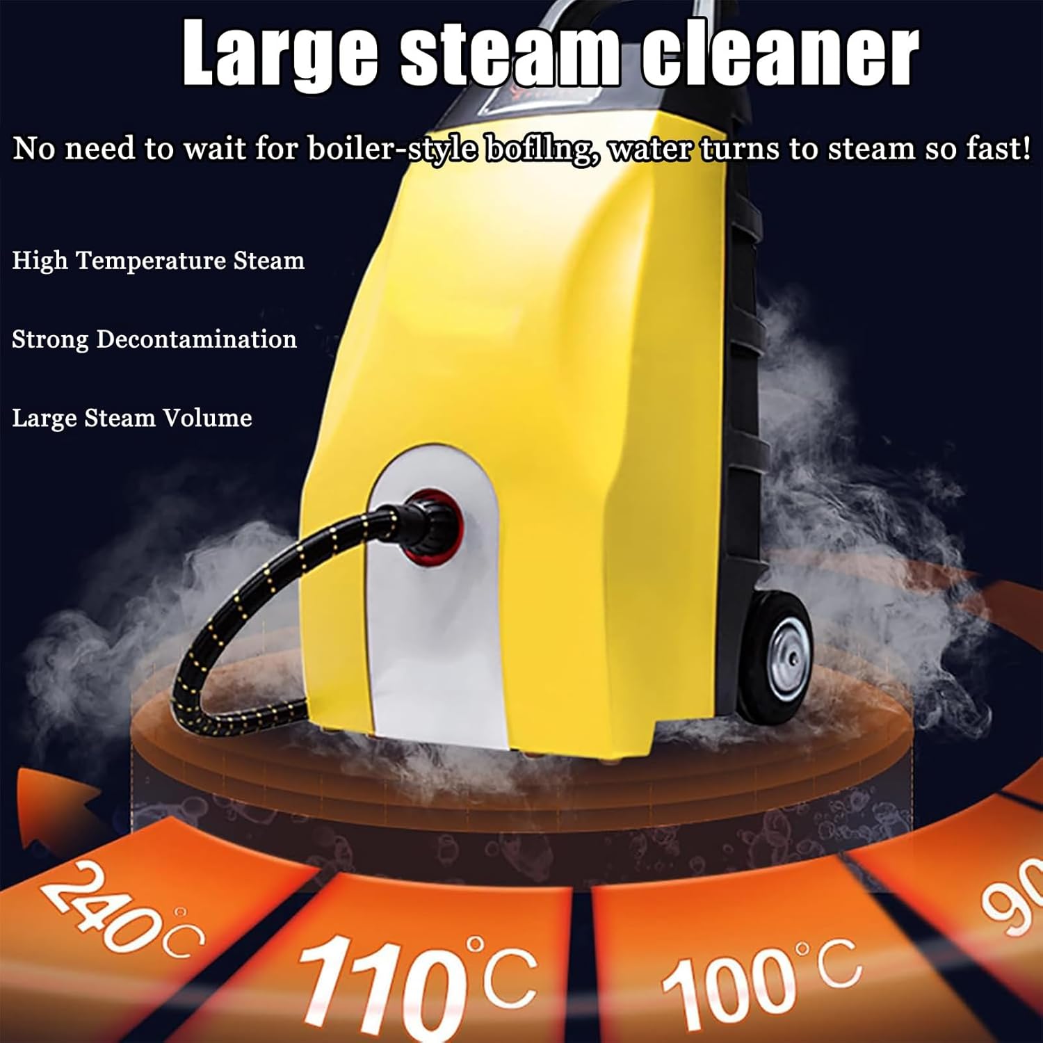 3000W High Pressure Multi Use Steam Washer, 3.5L Portable Steamer Cleaning Machine, with 9 Brush Heads, for Kitchen Home Use,Upholstery, Bathroom, Grout and Tile, Car Detailing