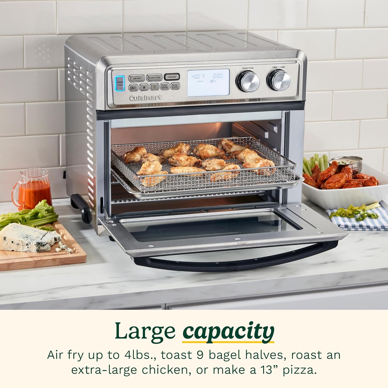 Cuisinart TOA-95C Digital AirFryer Toaster Oven, 0.95-cubic feet, Premium 1800-Watt Oven with Digital Display & Controls, XL Capacity, Intuitive Programming & Adjustable Temperature, Stainless Steel