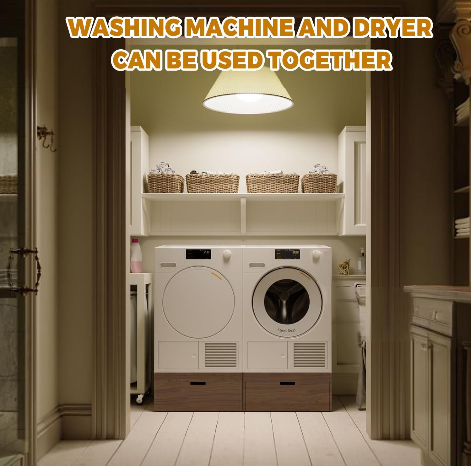 Laundry Pedestal with Storage Drawer, Heavy Duty Washer Dryer Pedestal 28