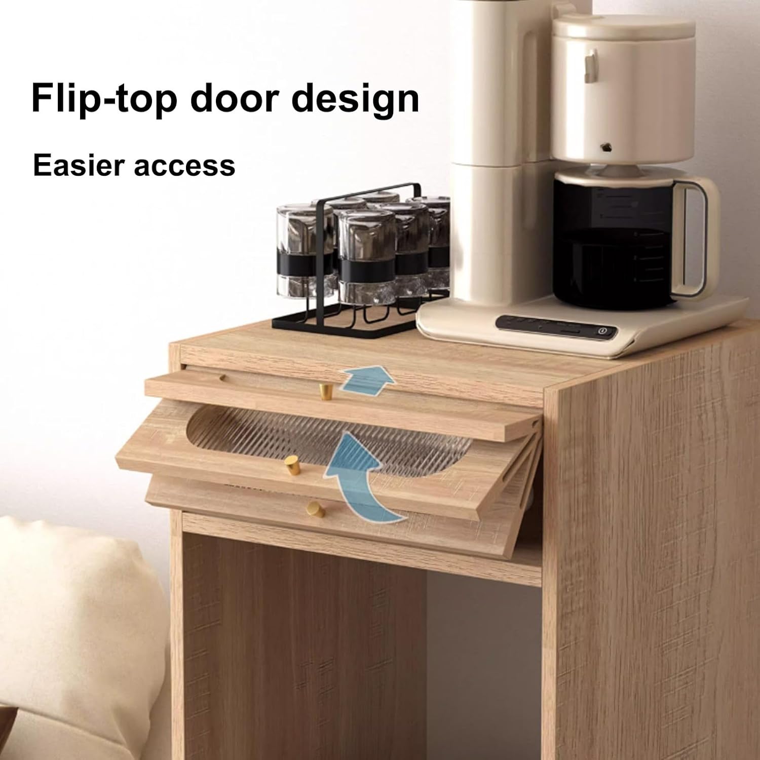 Robot Storage Rack, Robot Vacuum Stand Cabinet, Robot Vacuum Hidden Storage Cabinet, Vacuum Hidden Open Storage Shelves, Side Table Storage Cabinet for Living Room(Natural)