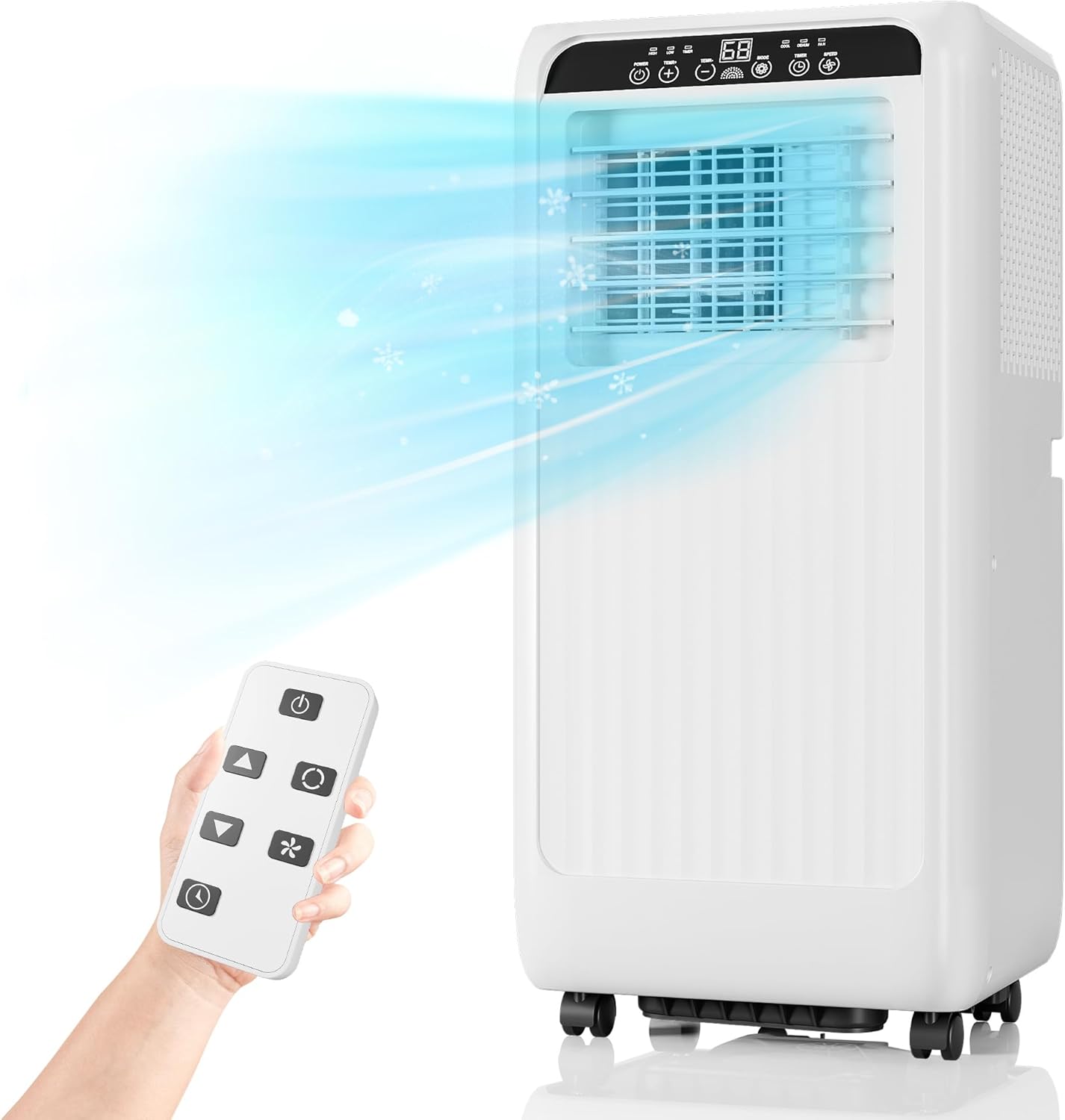 8000 BTU White Portable Air Conditioner – 3-In-1 Cooling AC, Fan & Dehumidifier With Remote Control, Air Conditioner With 24H Timer, Sleep Mode,Perfect for Rooms Up to 300 Sq.Ft