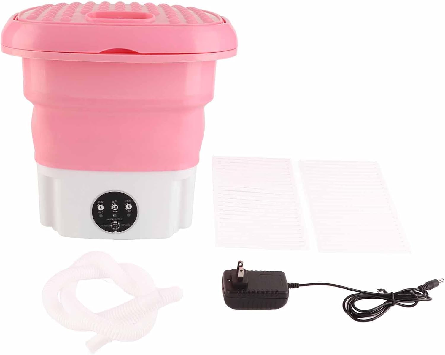 AYNEFY Portable Folding Washing Machine, 3 Modes Deep Washer for Home and Travel, TPE, PP, 10.2 x 8.1 x 8.1in (Pink)