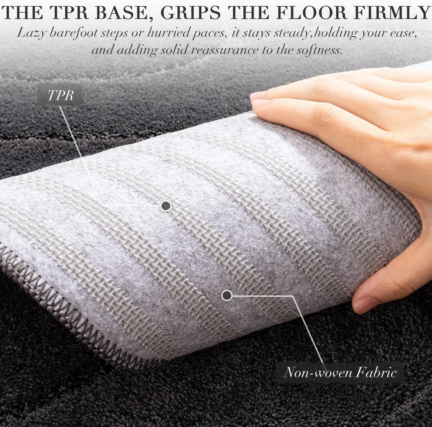 Large Bathroom Rugs Runner, 24x59 Extra Soft Absorbent Shaggy Long Bath Mats, Non-Slip Machine Washable Modern Bath Carpet Runner for Bathroom Laundry Room Kitchen (Charcoal)