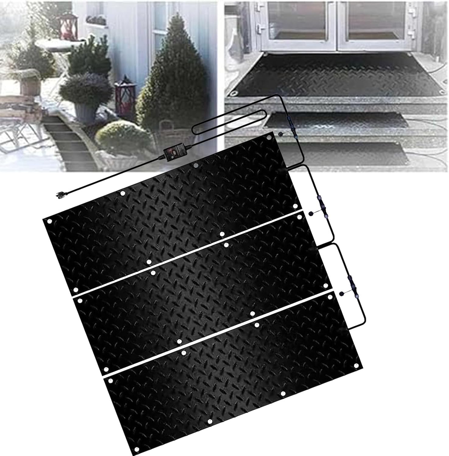Snow Melting Mats,Electric Ice - Melting Equipment for Winter Snow Removal at Steps, Doorways, Driveway, Roof and Valley(Size:11.8X35inch,Color:3 Piece)