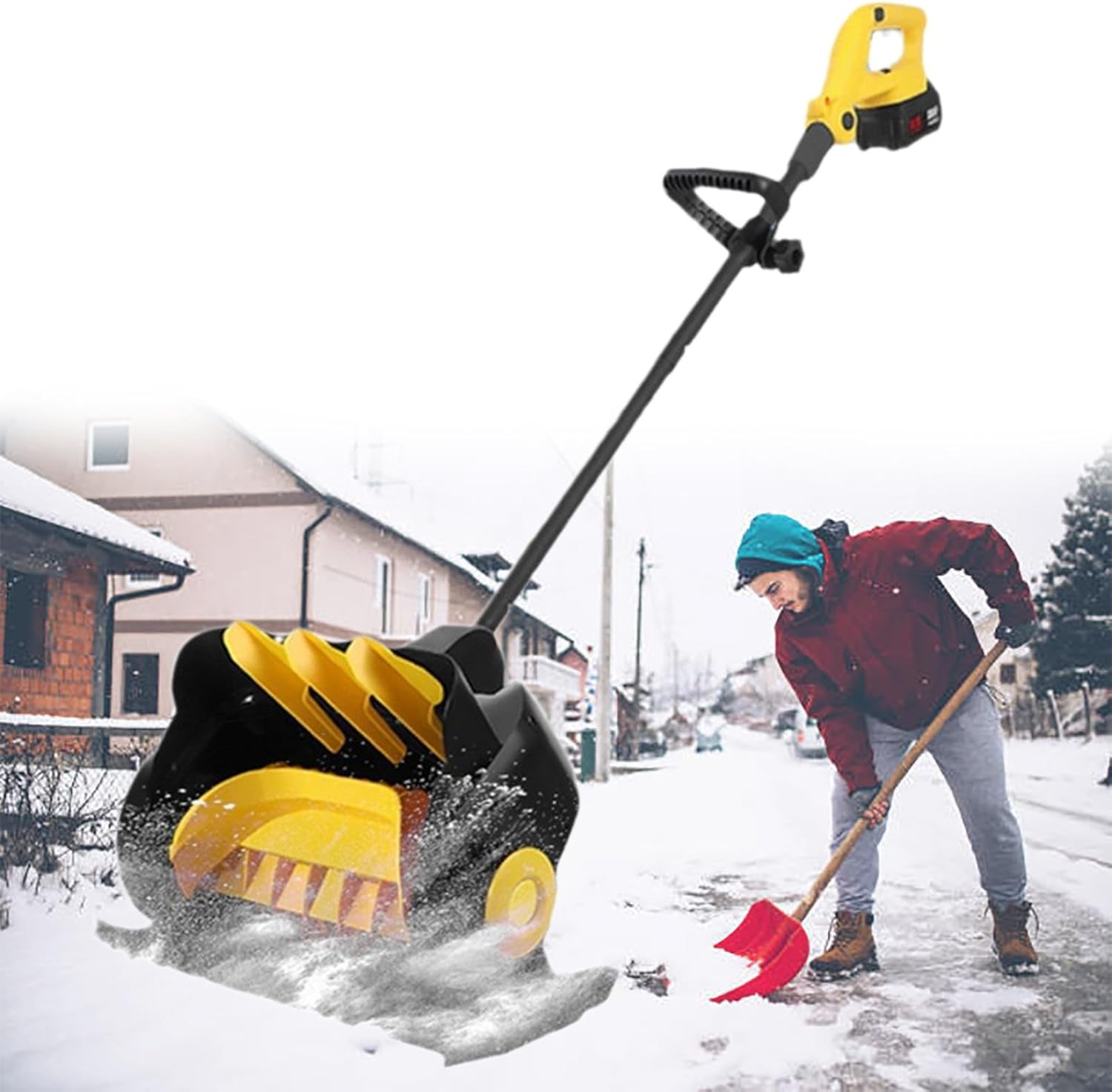 Cordless Electric Snow Shovel, Brushless Motor, 41cm Width, with 2 Battery and Charger, Cordless Snow Blower, for Driveway, Patio, and Deck Clearing