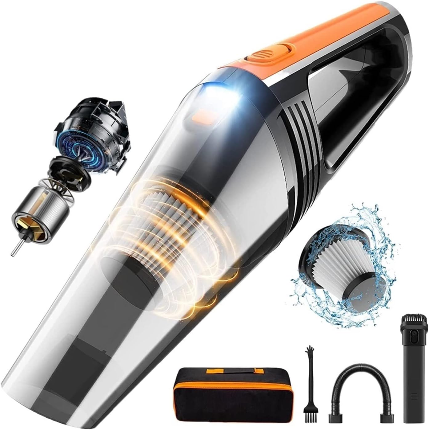 120W Wireless Vacuum Cleaner Handheld Mini Light Weight Rechargeable Hand Vacuuming Cordless Powerful for Car Home Office (Color : VC003 W Bag 1 Filter)