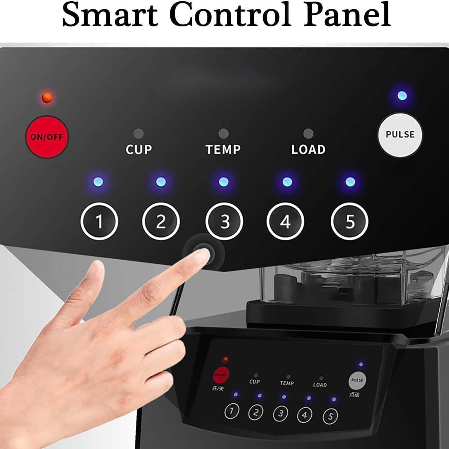 Blender Smoothie Maker, 2L Commercial Mixer Milkshake Smoothie Blender Machine for Shakes and Smoothies, Heavy Duty 2200W Stainless Steel Blade with Quiet Shield Sound Enclosure, 5 Presets