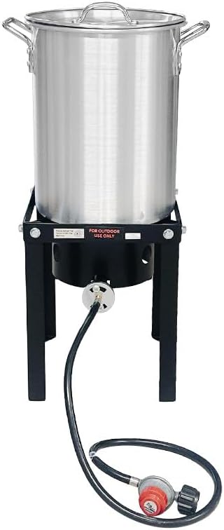 30 Qt Aluminum Turkey Fryer Pot Portable Gas Burner Outdoor Cooking Frying Pot