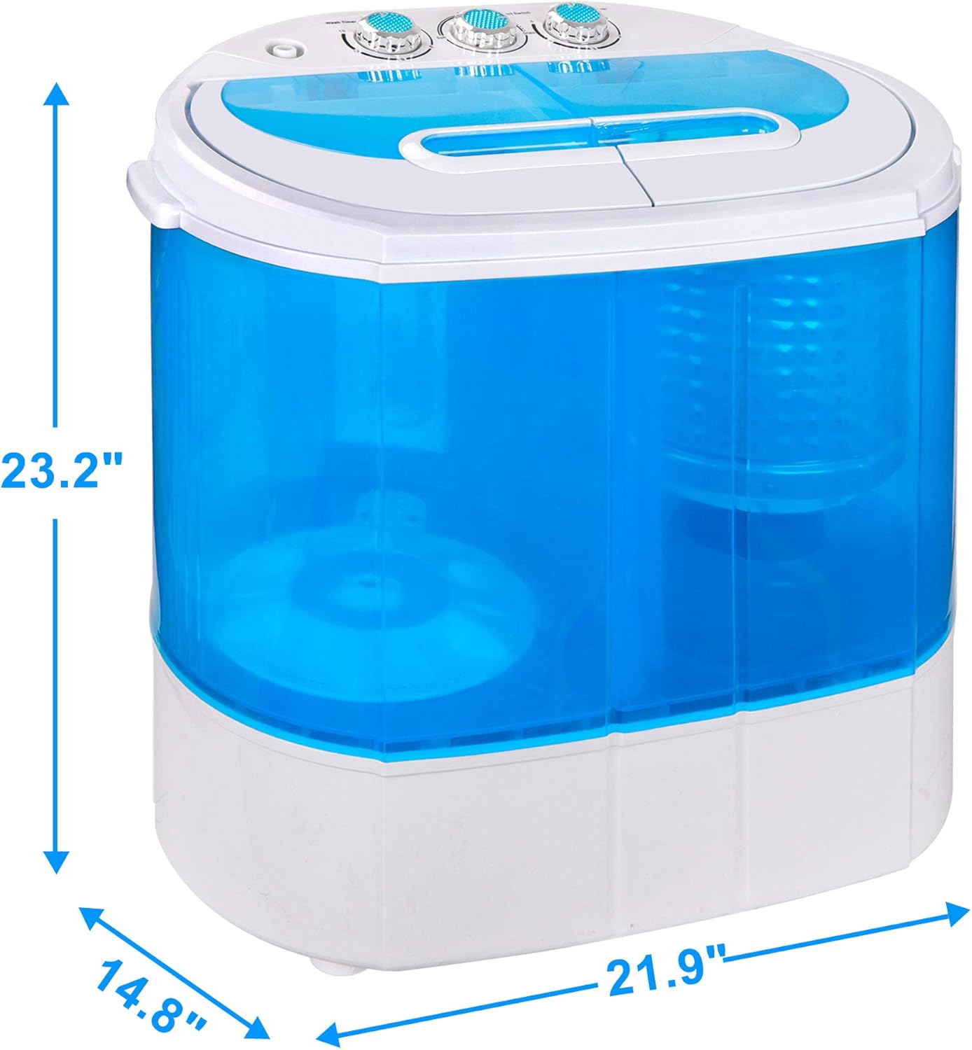 SUPER DEAL Small Portable Washing Machine 9.9lb Mini Compact Washer Twin Tub Laundry Machine Top Load Spinning and Washing Combo 6.57 FT Inlet Gravity Drain Hose