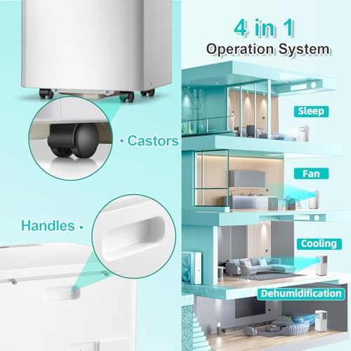 Portable Air Conditioner 8000 BTU, Remote Control, 4 in 1 protable ac, Cools 350sq. ft, 24 Hour Timer, Quiet Operation,Window Fan, 2 Speed for Bedroom Office Home Dorm