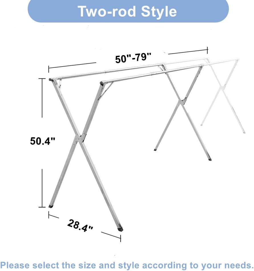 2026 Premium Stainless Steel Clothes Drying Racks, Foldable and Adjustable Laundry Drying Rack Clothing for Indoor Outdoor （79