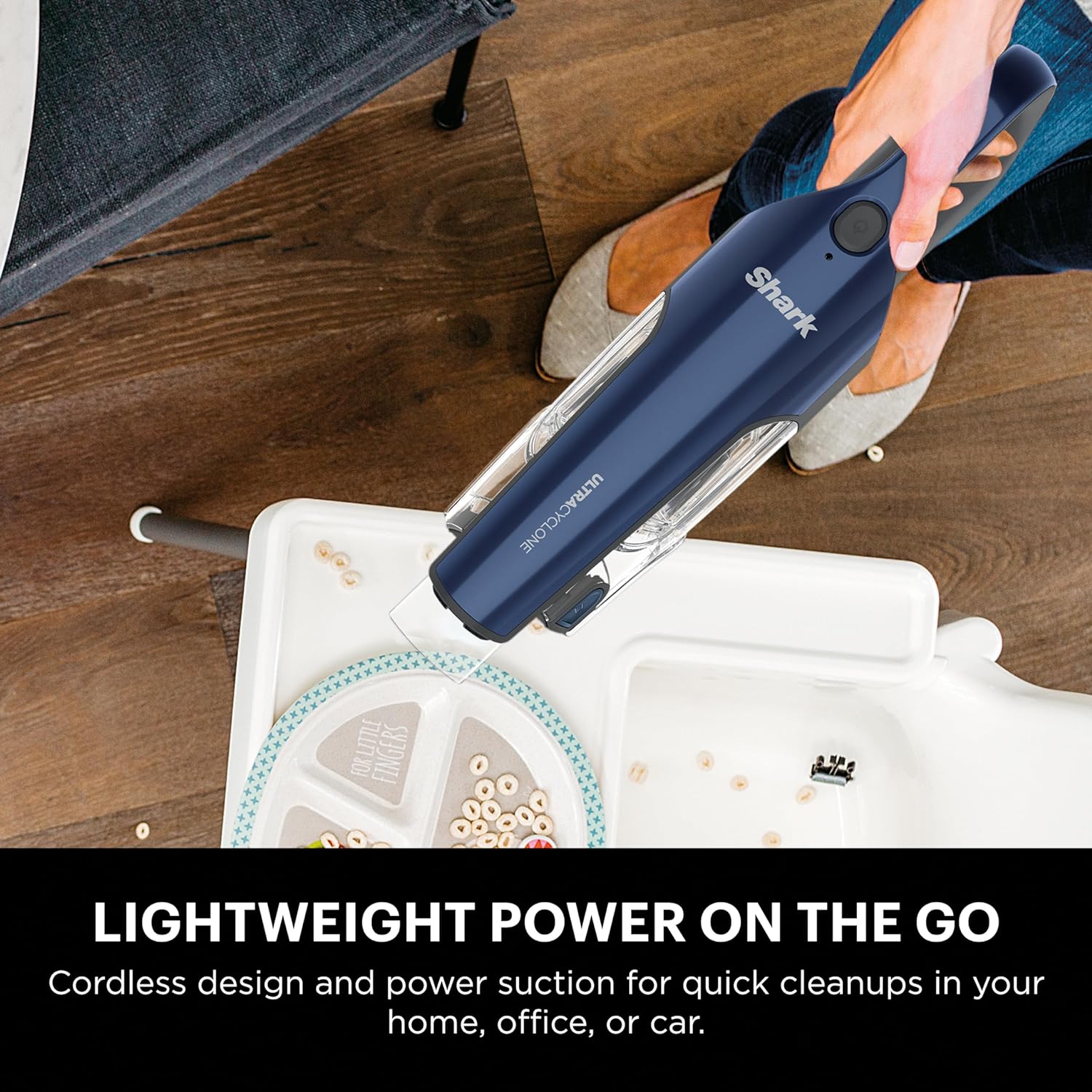 Shark CH964AMZ 2-in-1 Cordless & Handheld Vacuum Ultracyclone System, Ultra-Lightweight and Portable for Car and Home, Washable Filter, XL Dust Cup, Crevice Tool & Scrubbing Brush, Blue