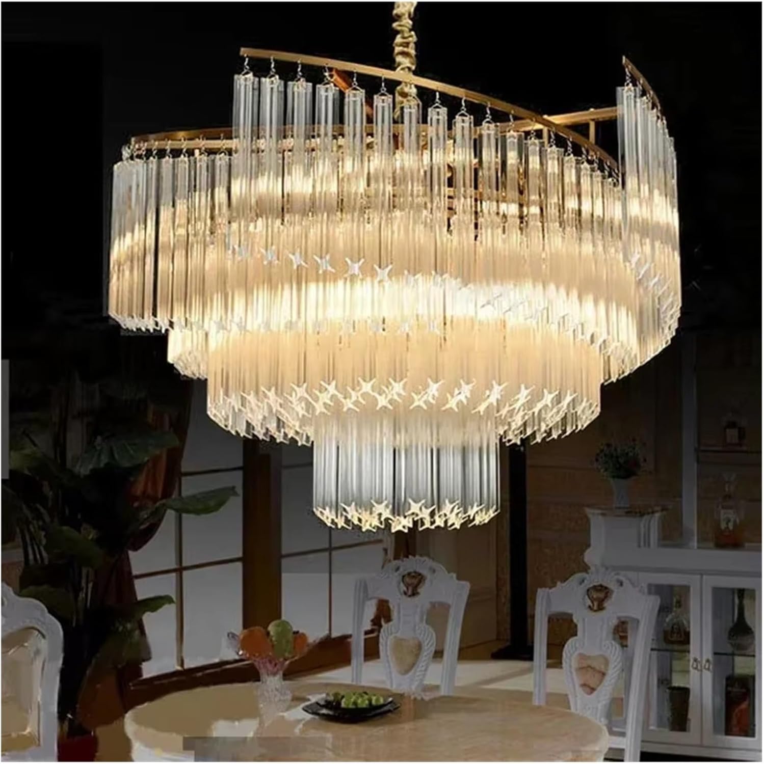 Crystal Led Light Luxury Villa Lobby Hanging Lamp Vintage Pendant Room Chandeliers,Household