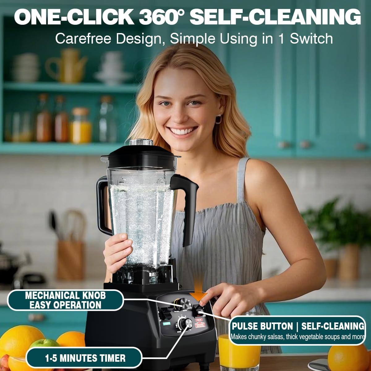 Smoothie Blender 1800W Powerful Blenders for Kitchen 68 Oz Large Capacity and BPA-Free Containers with To-Go Cup Countertop Blender for Smoothies, Ice Crushing & Frozen Drinks