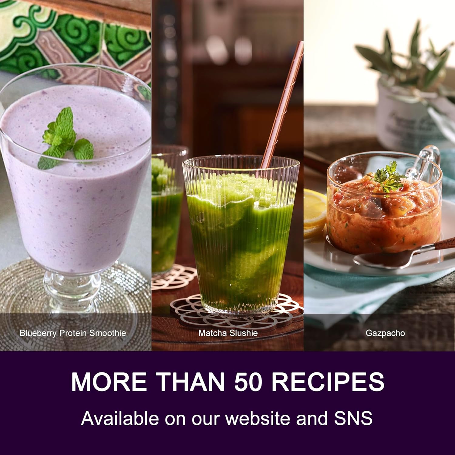 Tiger Smoothie Blender - Japanese Smoothie Maker for Smoothies, Crushed Ice, Milkshakes, Soups, Purees, Sauces, Matcha with Degree Diagonal-Blade Food Processor​