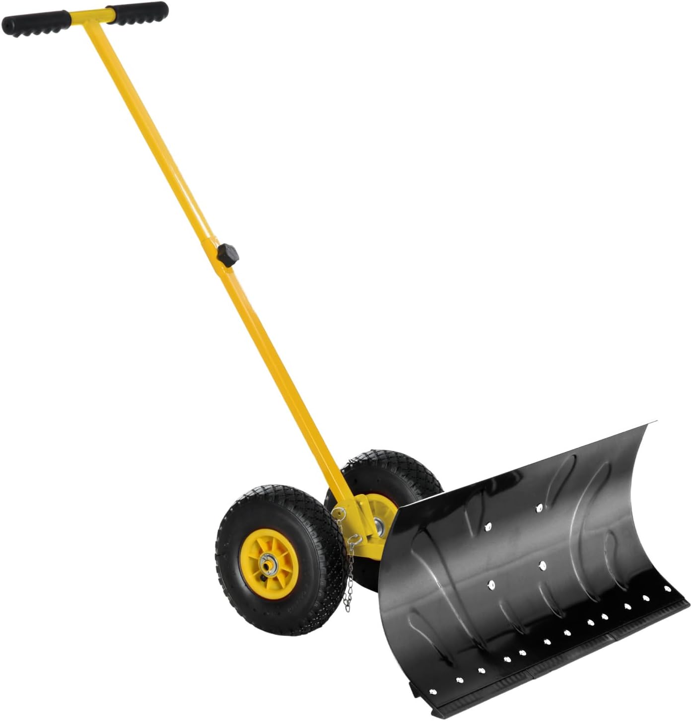 Snow Shovel with Wheels, Snow Pusher, Cushioned Adjustable Angle Handle Snow Removal Tool, 29