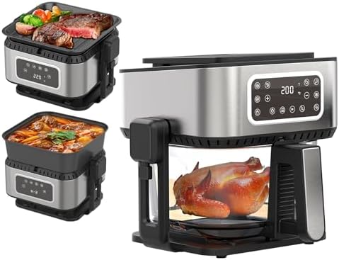 5.2QT 5-in-1 Multifunction Air Fryer with Removable Grill Pan, See-Through Window & Touchscreen, Air Fryer Oven for Grilling Steaks, Boiling, Stewing, Roasting, Baking, Turbo Crisp Technology