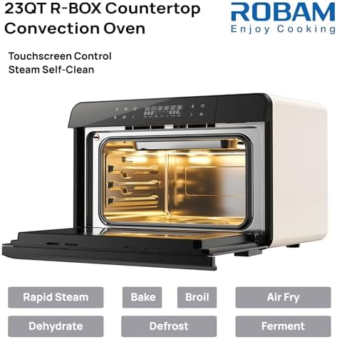 ROABM Toaster Oven Air Fryer Combo R-BOX Pink, 23QT Countertop Convection Steam Oven, Rapid Steam, Bake, Air Fry, Broil, Dehydrate, Defrost, Ferment, Steam Self-Clean, Touchscreen Control